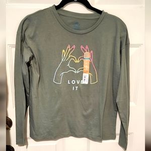 There Abouts Girl's Long Sleeve Shirt Size 20.5 Plus Olive NWT